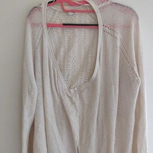 Ivory Solid Women's Cardigan Sweater